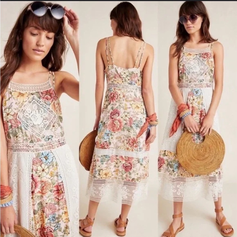 Farm for Anthropology @ farm rio Lilith floral crochet maxi dress size US 6